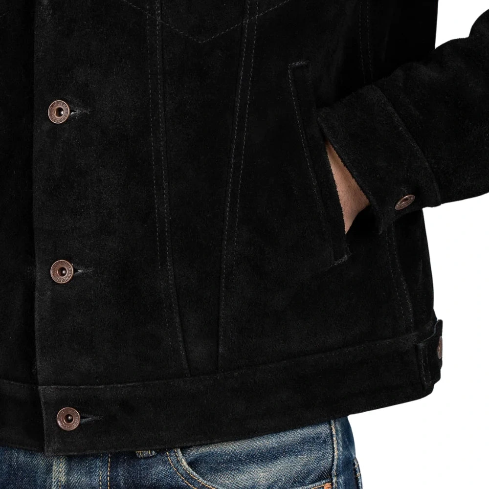 Chaqueta Trucker de Ante Negro para Hombre: Elegancia Intemporal, Estilo Rebelde, Un Must-Have.